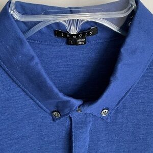 Theory Men's Casual Royal Blue Button Down Shirt